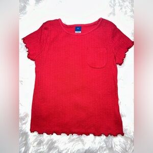 ✅Bundle to save on shipping!Old Navy kids Vibrant Red Scalloped ribbed tee